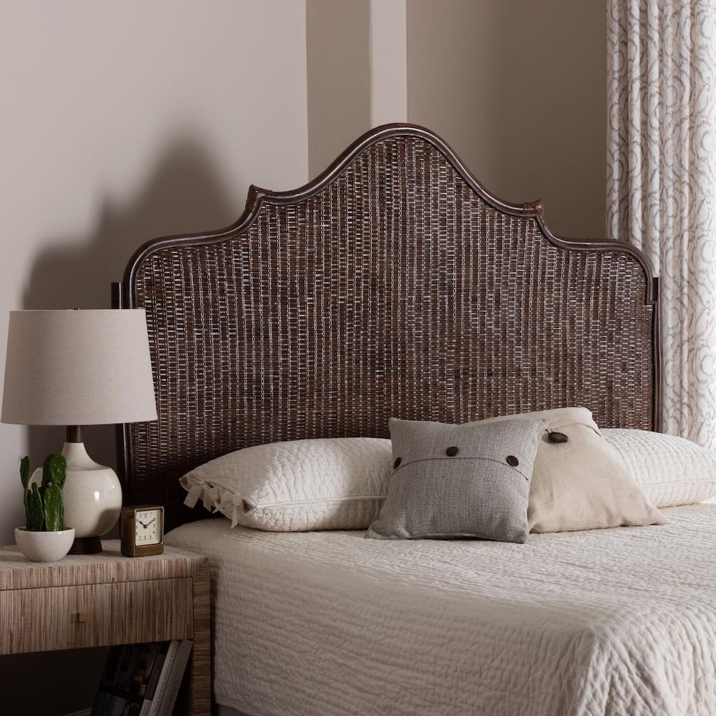 Jaelle Natural Rattan Standalone Headboard - Handwoven Wicker Panel Headboard with Arch Top