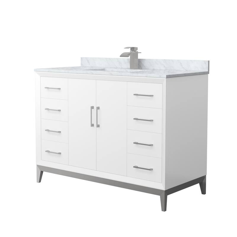 Wyndham Collection WCH818148S-CMUNS-MXX Amici 48" Free Standing Single - White / Brushed Nickel Hardware