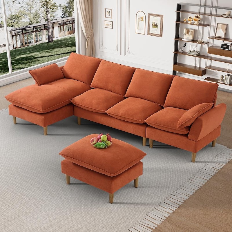 Modern U-Shaped Sectional Sofa Couch with Ottoman Chaise for Living Room