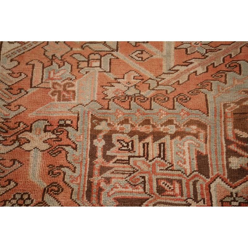 Heriz Persian Vintage Area Rug Hand-Knotted Geometric Wool Carpet - 7'7"x 11'4"