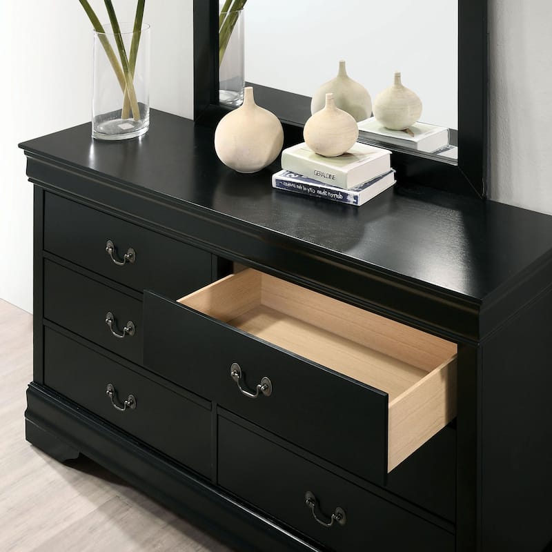 Lavina Transitional 58-inch Wide 6-Drawer Wood Dresser with Bracket Feet by Furniture of America