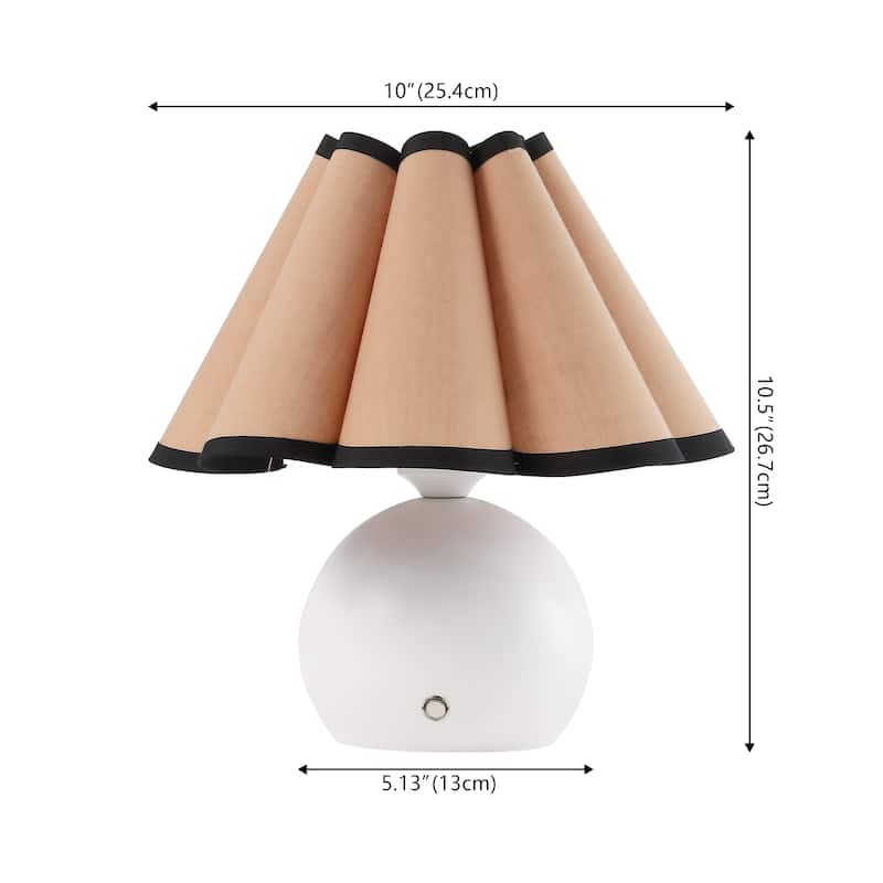 10.5" Cordless LED Dimmable Table Lamps, (Set of 2) - Vintage Scalloped Shade, By JONATHAN Y
