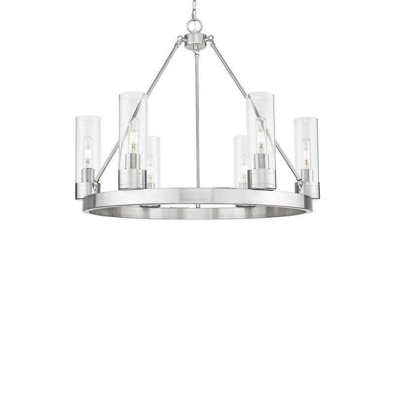 Innovations Lighting 617-6CR-24-29-8 Boreas Chandelier Boreas 6 Light - Satin Nickel / Clear