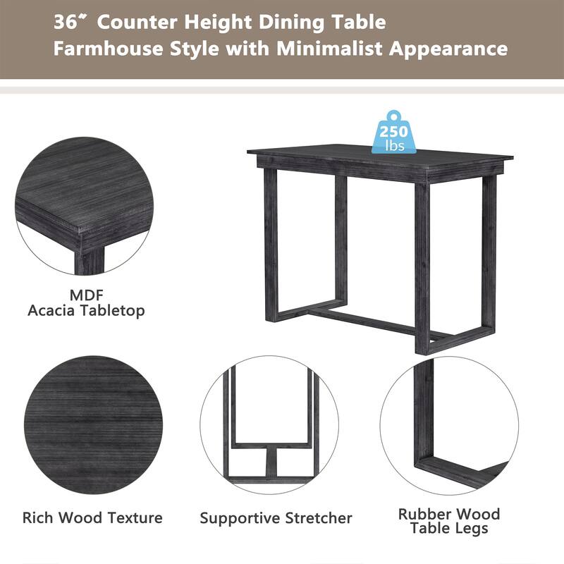 5 Piece Counter Height Dining Table Set for 4, Kitchen Rectangle Table Set with 4 Chairs, Dining Room Table Set for Small Place