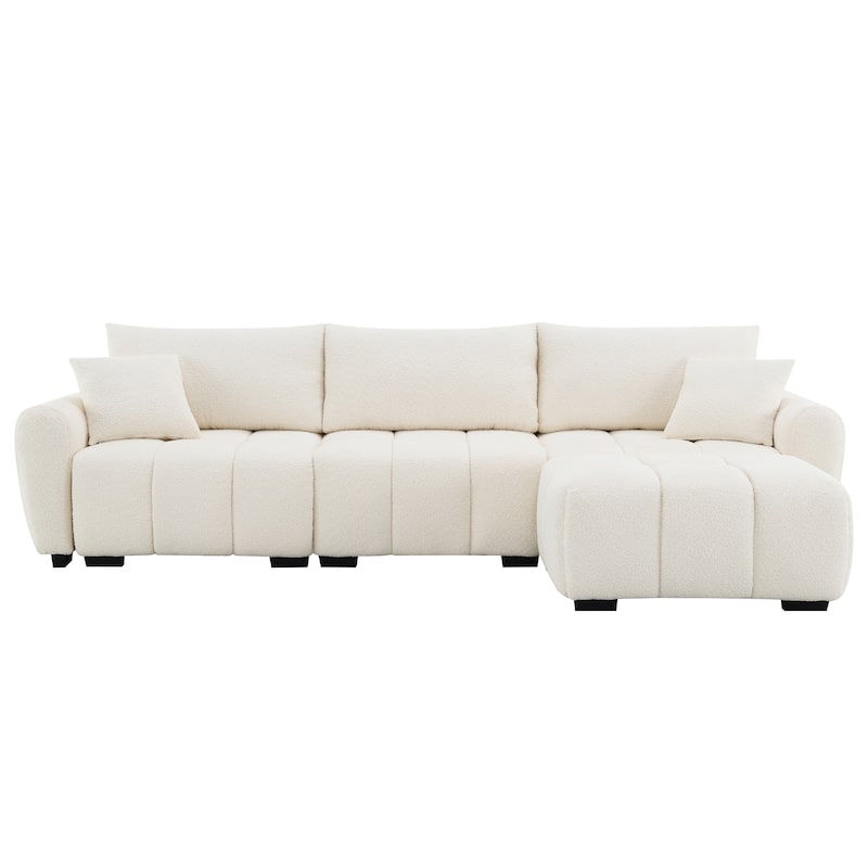 110-In Boucle Modular Sectional Sofa with Movable Ottoman, 3 Colors