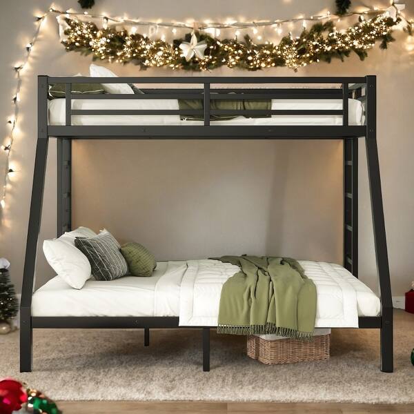slide 2 of 11, Black Metal Twin XL over Queen Bunk Bed With Under Bed Storage Black