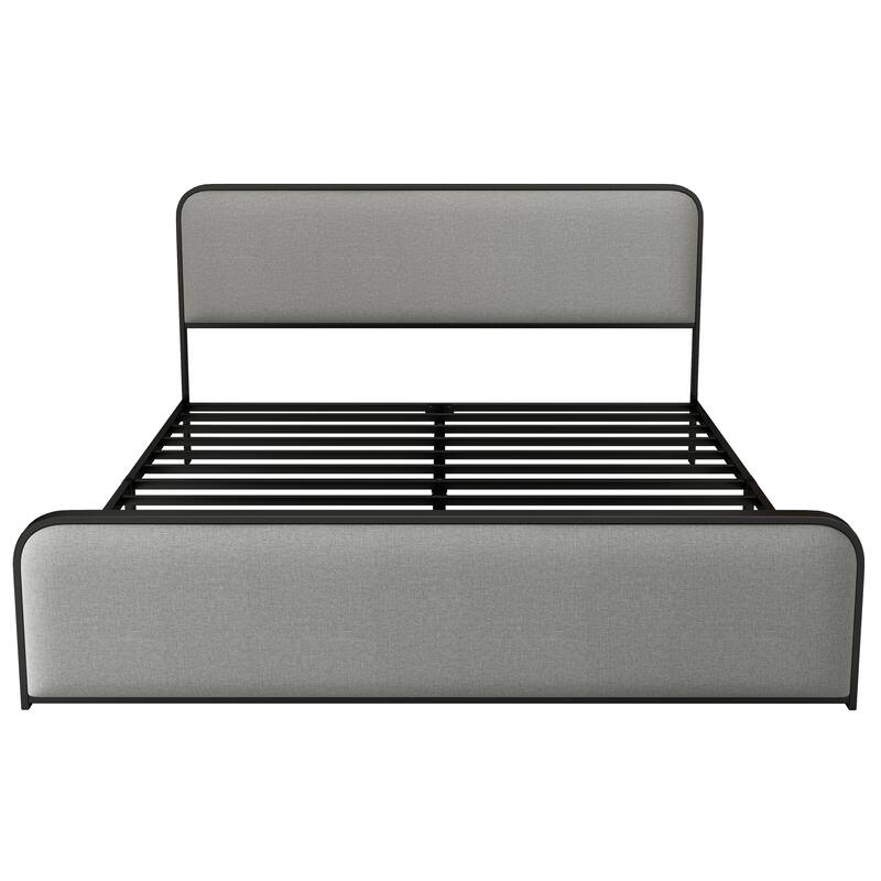 Curved Upholstered Headboard and Footboard Bed