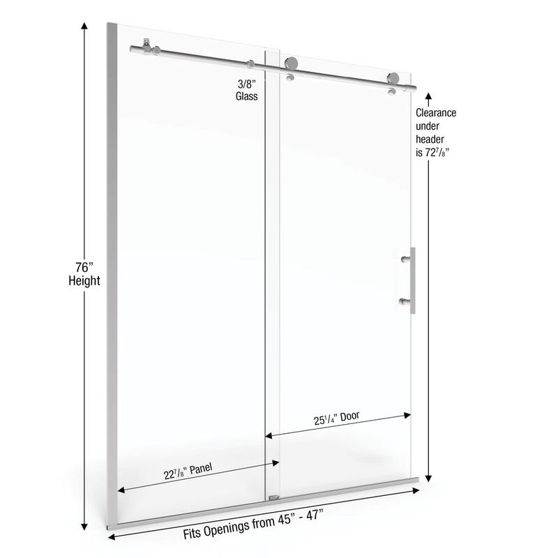 Basco Vinesse 76" High x 47" Wide Single Sliding Frameless Shower Door