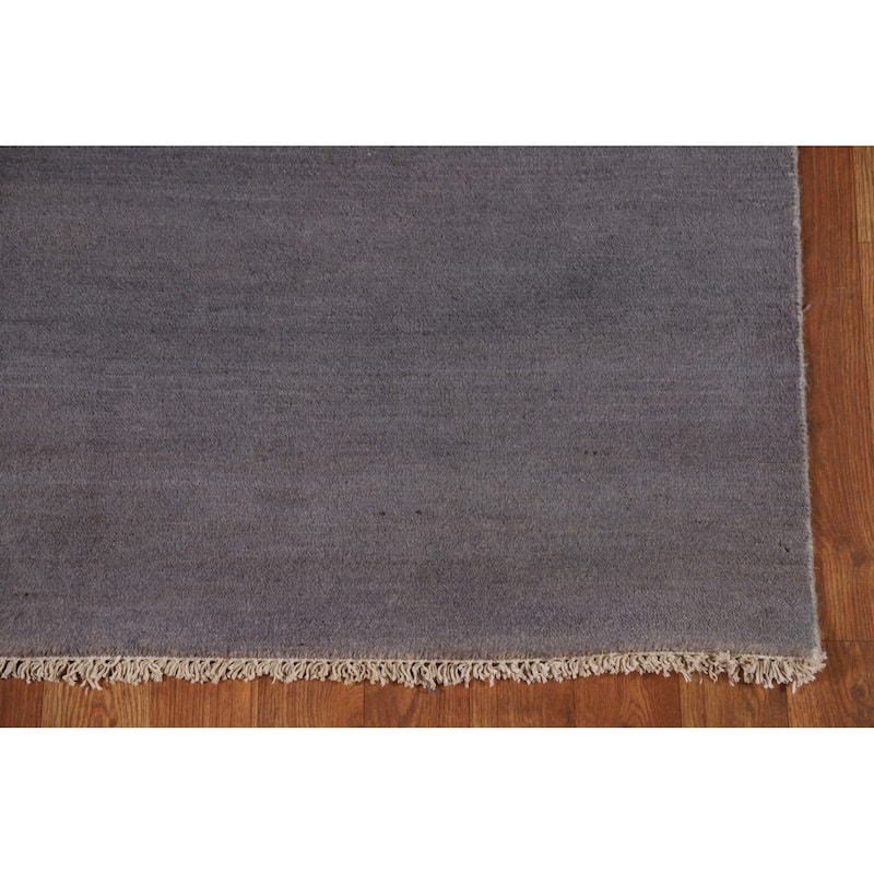 Gray Blue Modern Gabbeh Oriental Runner Rug Handmade Wool Carpet - 3'0"x 11'3"