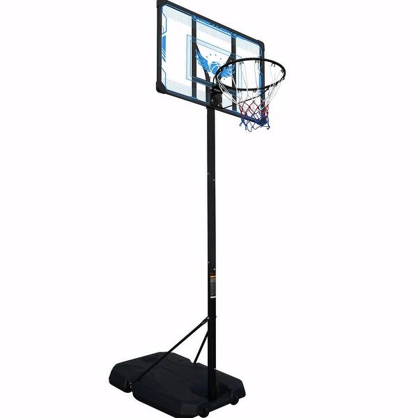 slide 2 of 8, Adjustable Portable Basketball Hoop with Durable Base & Wheels Black + Blue
