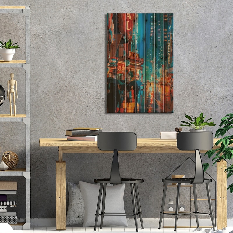 Impression Broadway Print On Wood by Marco Barberio - Multi-Color