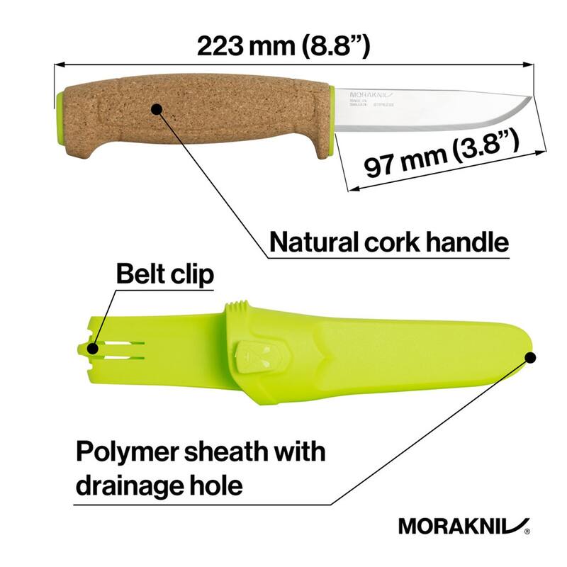 3.75" Floating Fixed-Blade Fine Edged Stainless Steel Knife, Lime Green
