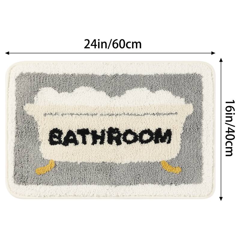 Cute Colorful Bath Mat, Stylish Funny Bathroom Rug with Cute Words, Fluffy Rug