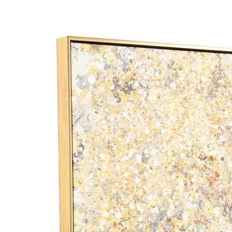 Gold Canvas Paint Splatter Forest Landscape Framed Wall Art