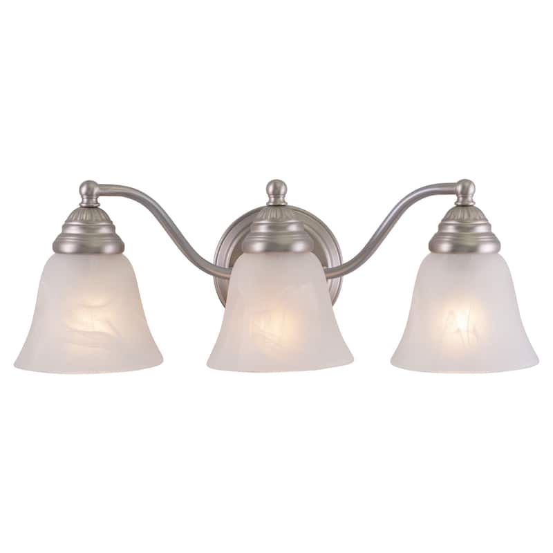 Standford 3 Light Brushed Nickel Bathroom Vanity Fixture - 19-in W x 7-in H x 7-in D - Brushed Nickel - 19-in W x 7-in H x 7-in D