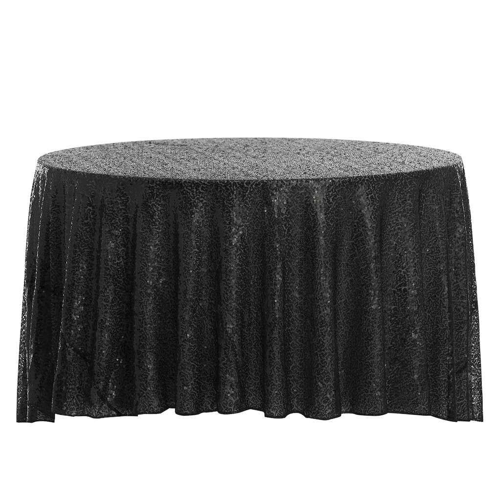 1 Pack Round Tablecloth, Polyester Sequin Table Covers for Dining Room