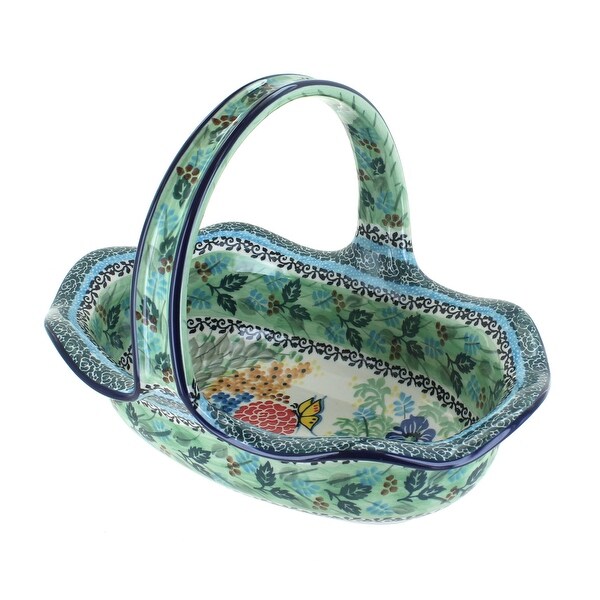 Blue Rose Polish Pottery 876 Ceramika Artystyczna Basket - Bed