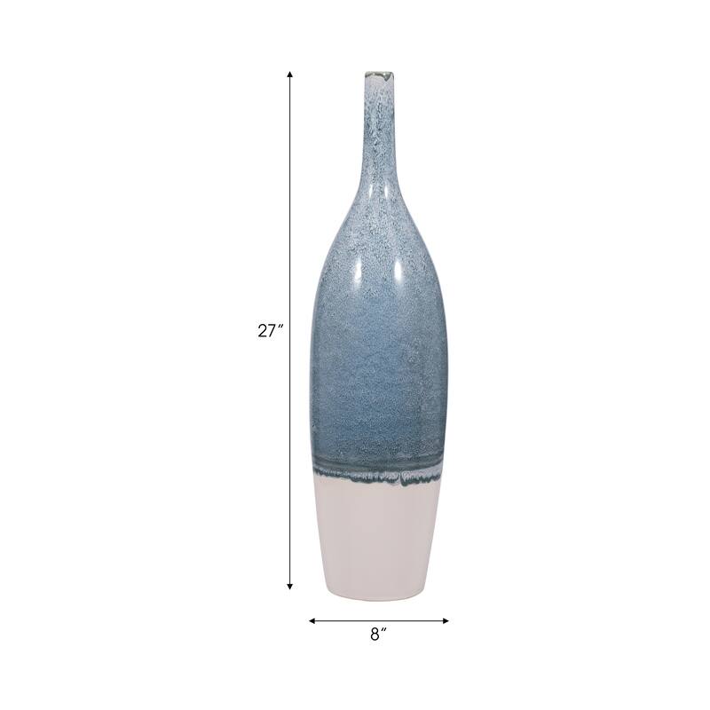 Sagebrook Home Blue Kashion Vase - Stoneware Decor Accent for Modern Living Spaces