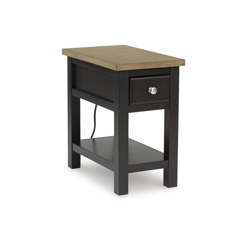 Signature Design by Ashley Drazmine Dark Brown/Light Brown Chair Side End Table - 14" W x 24.13" D x 24" H