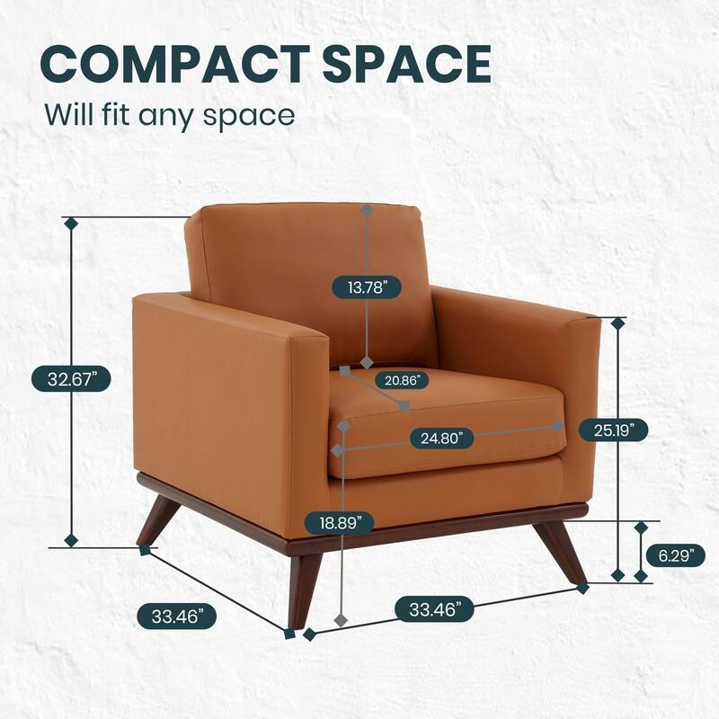 Chester Modern Sofa Leather Or Mesh Accent Side Armchair with Solid Birch Wood Frame Couch for Living Room, Bedroom, Lounge