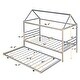 preview thumbnail 4 of 10, Silver Twin Size Metal House Shape Platform Bed with Trundle, Roof for Kids, Bedroom