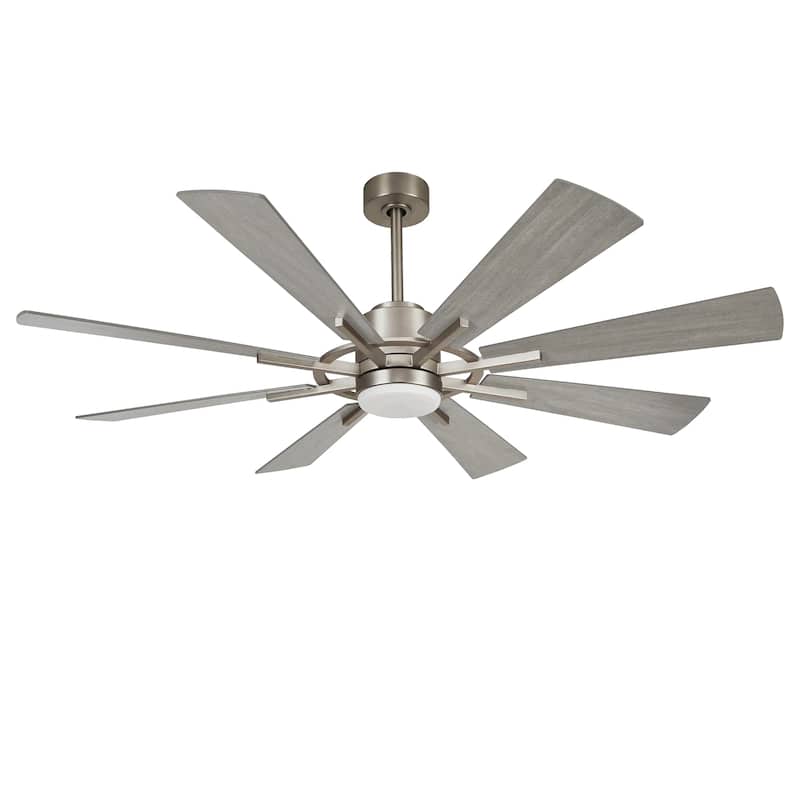60" Farmhouse 8-Blade Large Windmill Ceiling Fan with Light and Remote