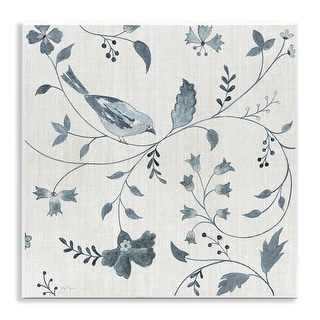 Stupell Flower Pattern with Bird Perched Wall Plaque Art Design By ...