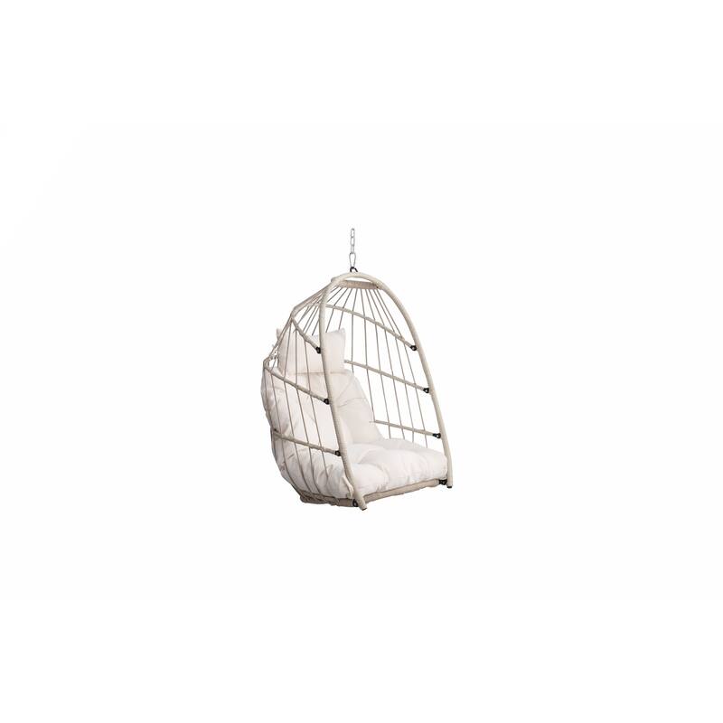 Outdoor Rattan Egg Swing Chair with Comfortable Seating and Durable PE Wicker for Relaxation