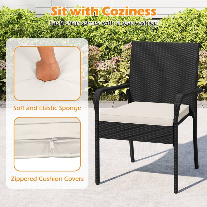 Gymax 3 Piece Patio Furniture Set Outdoor Wicker Chair & Table Set w/