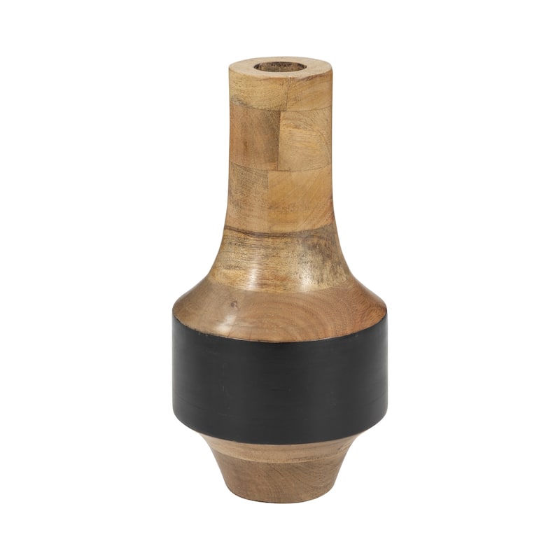 Sagebrook Home Modern Neutral Mango Wood Brown/Black Cylinder Tone Natural Vase