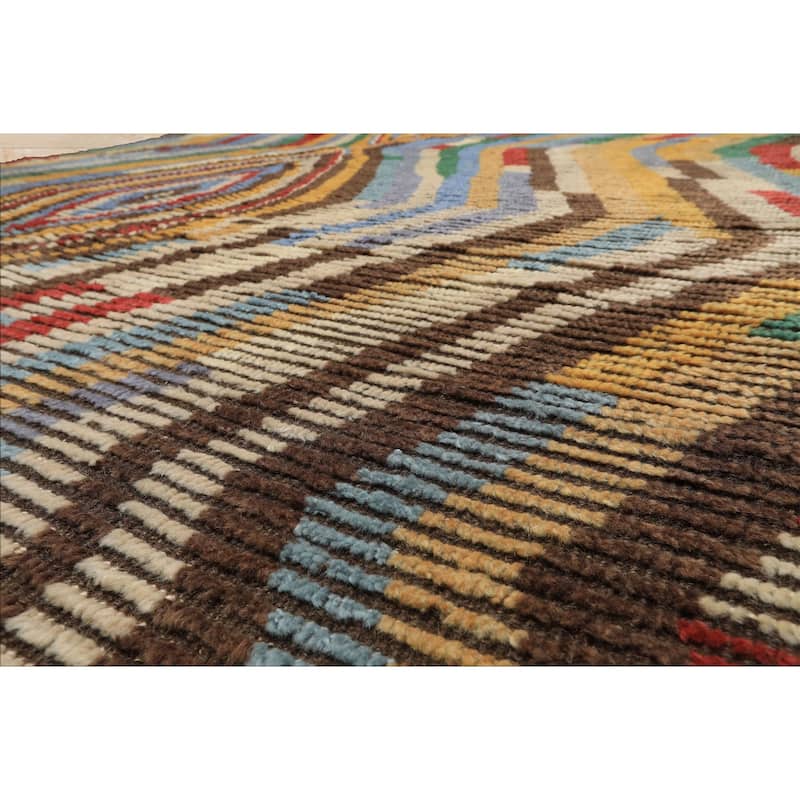 8x10 Tibetano Hand Knotted Wool Ivory Moroccan Modern & Contemporary Boho Rug - 8' x 10'