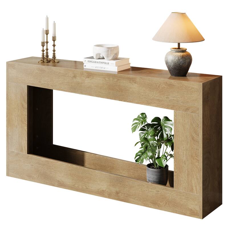 63-Inch Wood Console Table, Long Entryway Table with Storage Shelf, Farmhouse Narrow Sofa Table