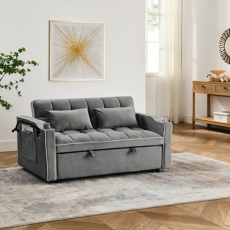 Compact Foldable Sofa Bed with USB, Pillow Set & Reclining Back - Ideal for Small Spaces