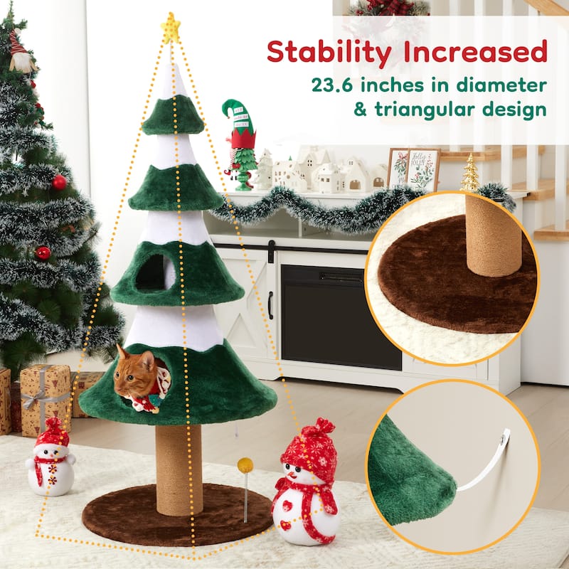 Christmas Tree Cat Tower for Indoor Cats - Green