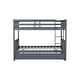preview thumbnail 12 of 10, Dark Grey Full Over Full Rubber Wood Bunk Bed with Trundle and Guardrails and Ladder