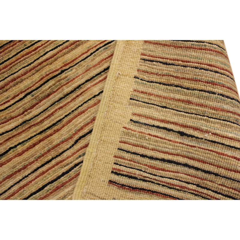 Modern Minimalist Gabbeh Hand Knotted Wool Area Rug