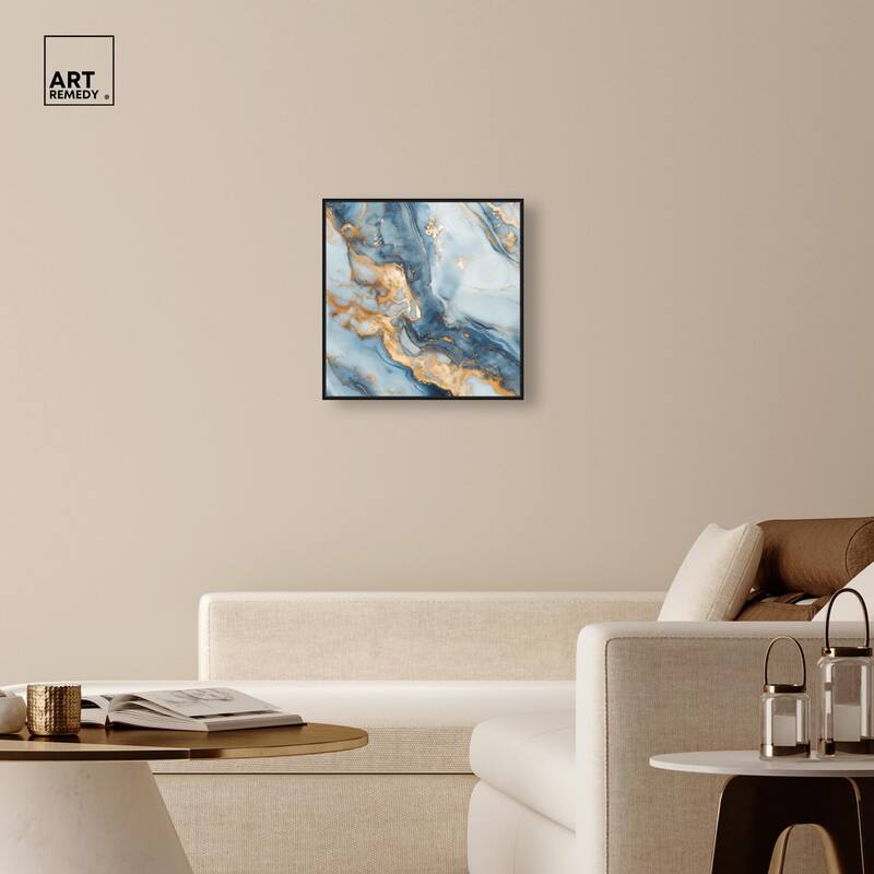 Golden Cloud Marble Canvas by Art Remedy