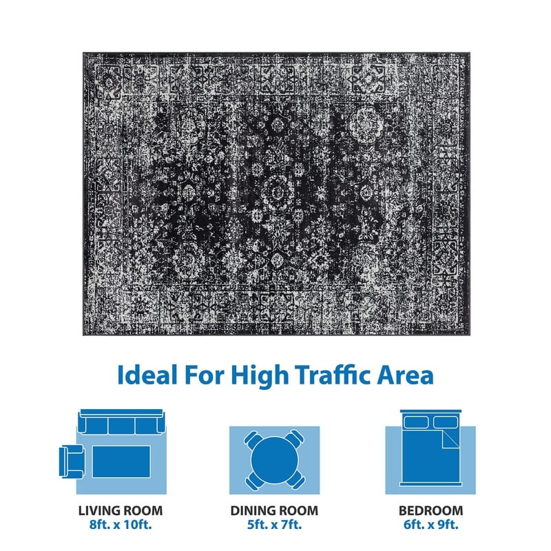 Distressed Vintage Persian Woven Area Rug - 8'x10'