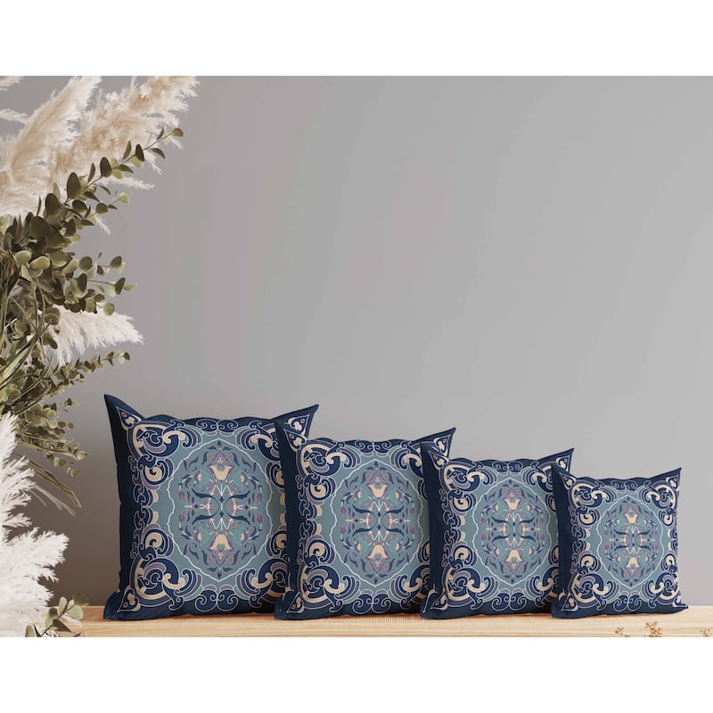 Soft Square Escape Faux Suede Reversible Throw Pillow Blue and Green