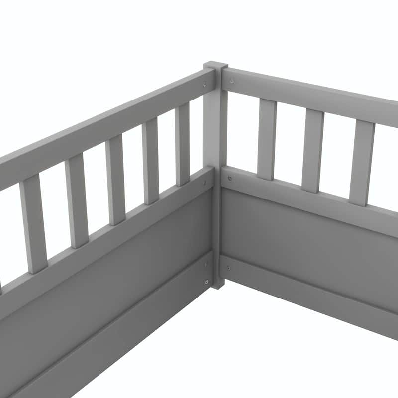 Twin Size Floor bed with super high security barrier For children