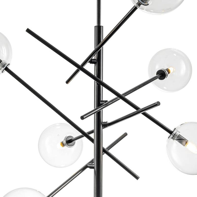 6-Light Dimmable Glass Globe Sputnik Staggered Linear Chandelier
