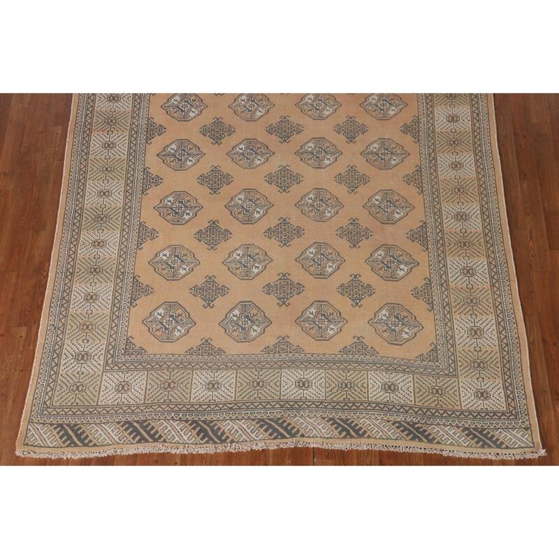 Geometric Bokhara Oriental Rug Handmade Wool Carpet - 6'6"x 9'7"