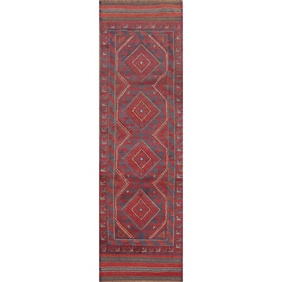 Hand Knotted Oriental 100% Wool Carpet Traditional Tribal Red Balouch Runner Rug - 7' 10'' X 2' 0''