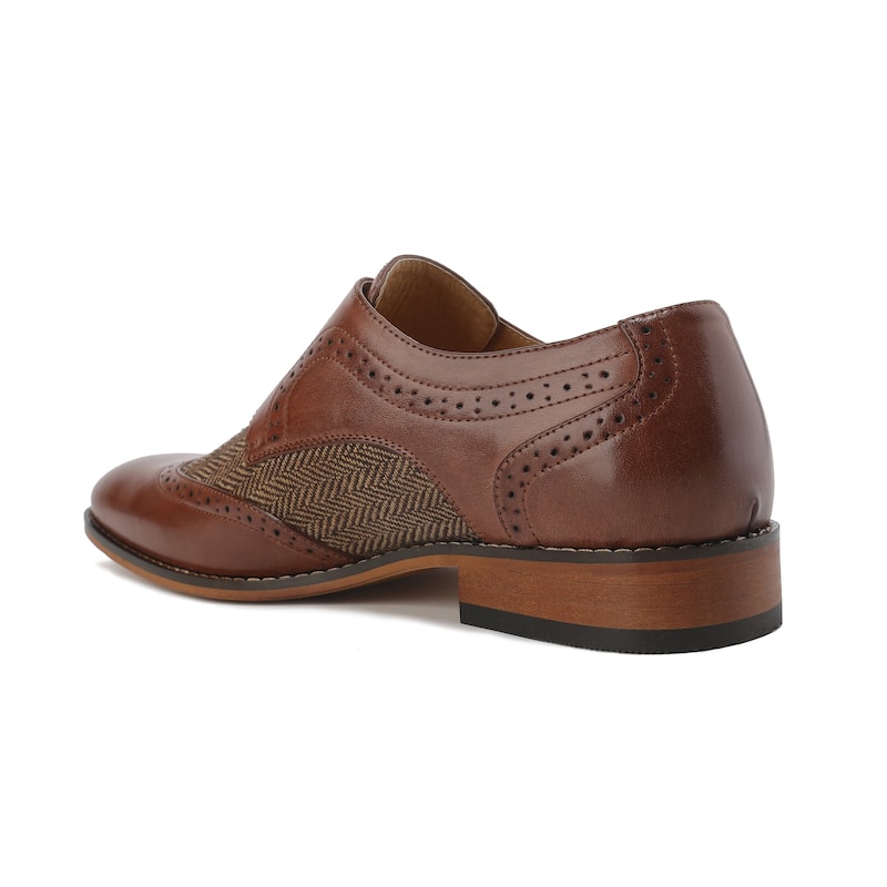 Gino Vitale Mens Monk Strap Herringbone Dress Shoes