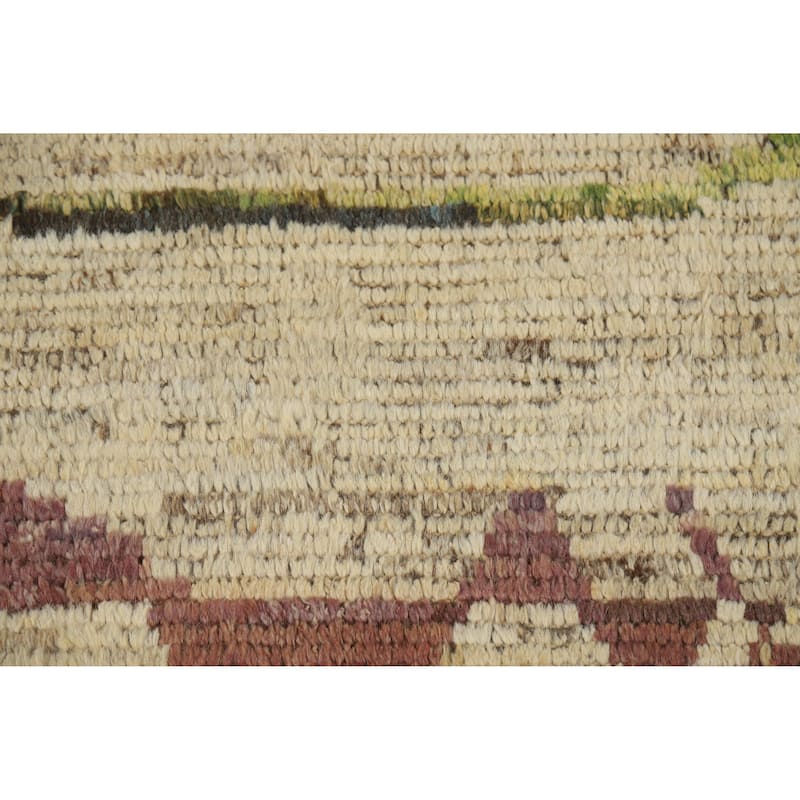 Moroccan Oriental Rug Hand-Knotted Geometric Wool Carpet - 4'2" x 5'11"