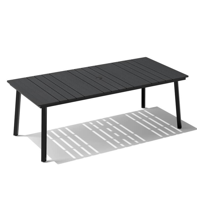 Crestlive Products Outdoor Rectangle Patio Dining Table with Umbrella Hole - Black