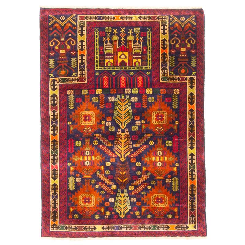 ECARPETGALLERY Hand-knotted Teimani Dark Navy Wool Rug - 2'10 x 3'10