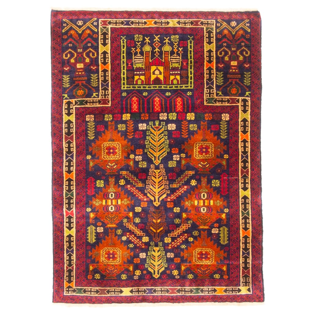 ECARPETGALLERY Hand-knotted Teimani Dark Navy Wool Rug - 2'10 x 3'10