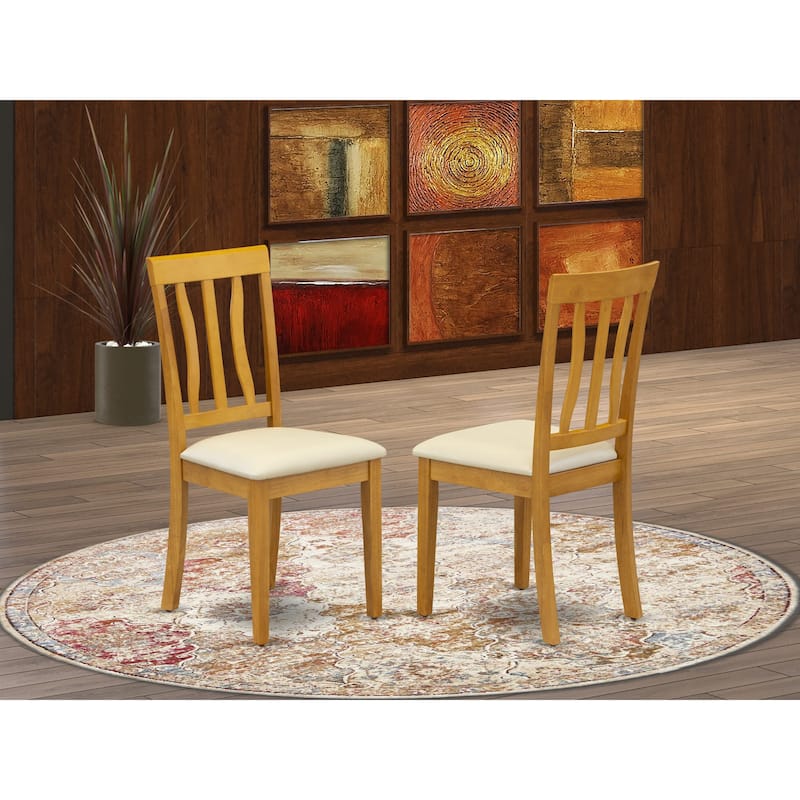 East West Furniture Antique Dining Room Chairs - Slat Back Kitchen Dining Chairs Chairs, Set of 2, Oak (Seat Options) - ANC-OAK-LC