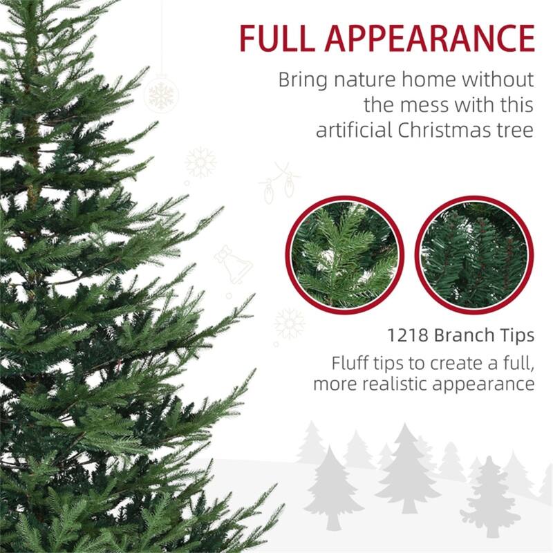 7.3ft Green Artificial Christmas Tree with Lush Layered Tips and Quick Setup Hinge Design - 55.1" Dia. x 88.6" H